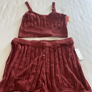 Anthropologie NWT knit wear cami and shorts set